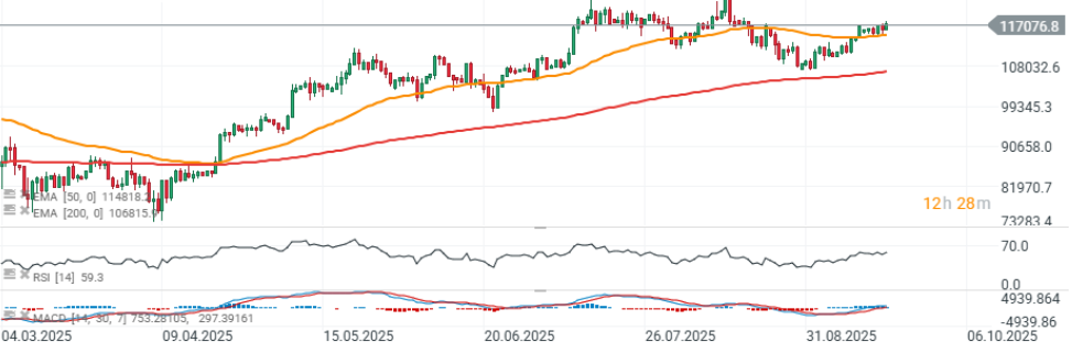 El Bitcoin supera los 117.000 dólares El Bitcoin supera los 117.000 dólares